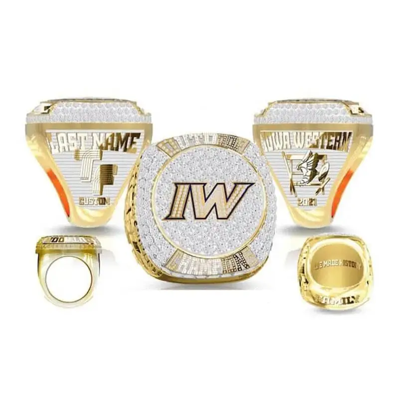 Customized Gold Sports Championship Ring with Personalized Design Name and Number Customized Basketball, Baseball, Football, Rug