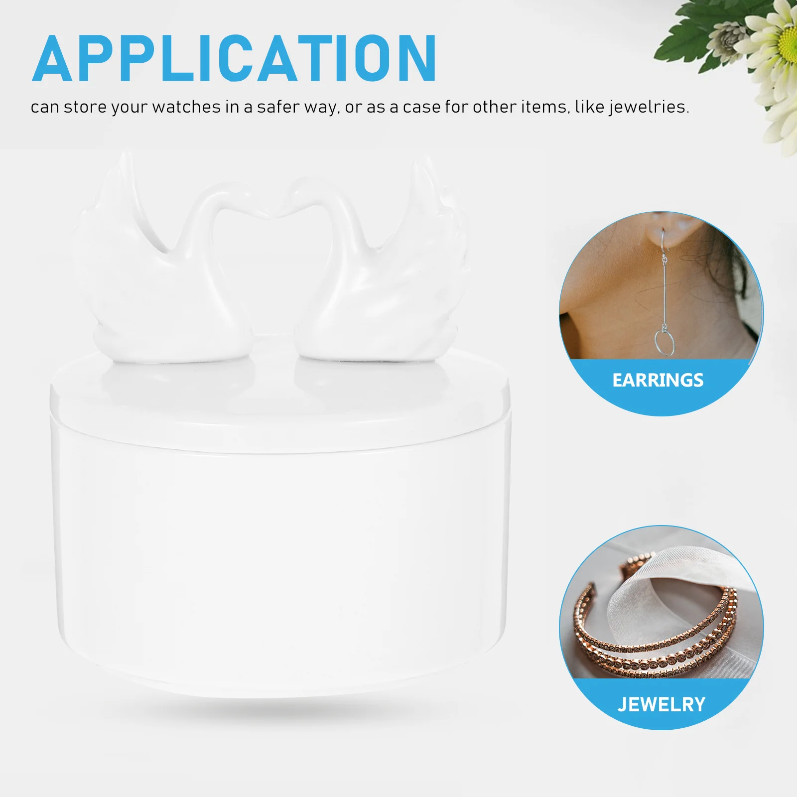 

Ceramic Jewelry Box Exquisite Design Lid Smooth Edges Delicate Art Decoration Multiple Jewelry Storage Decorative Gift