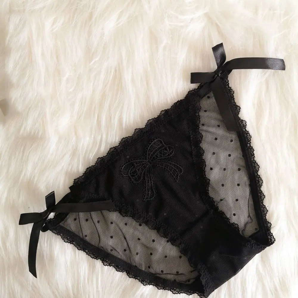 

Soft Transparent Lace Low-waist Cotton crotch Lingerie Bow Underpants Bandage Panties Sexy Briefs Women Thong