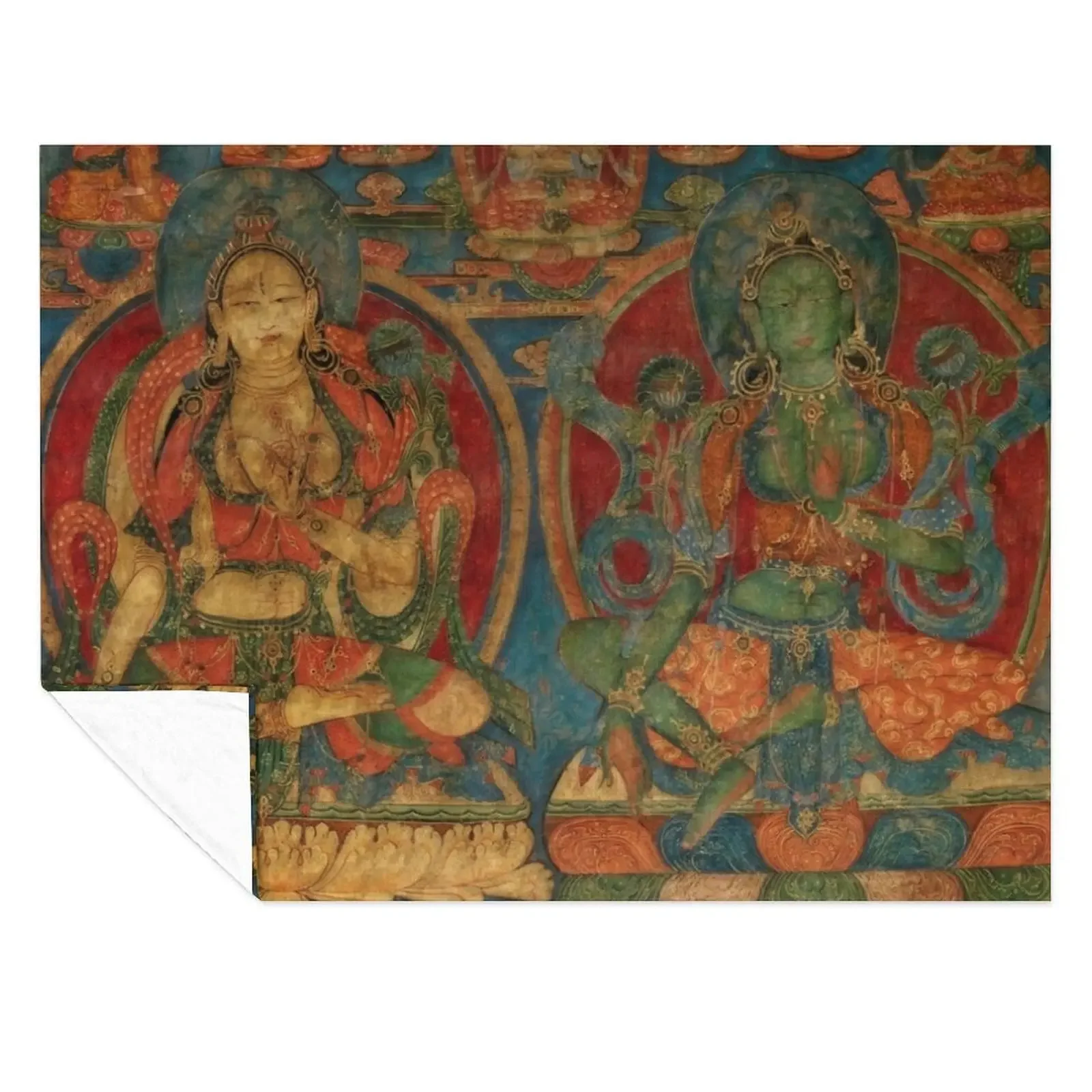 

The White Tara and The Green Tara Throw Blanket Bed Blankets Sofas Of Decoration Picnic Large Blankets