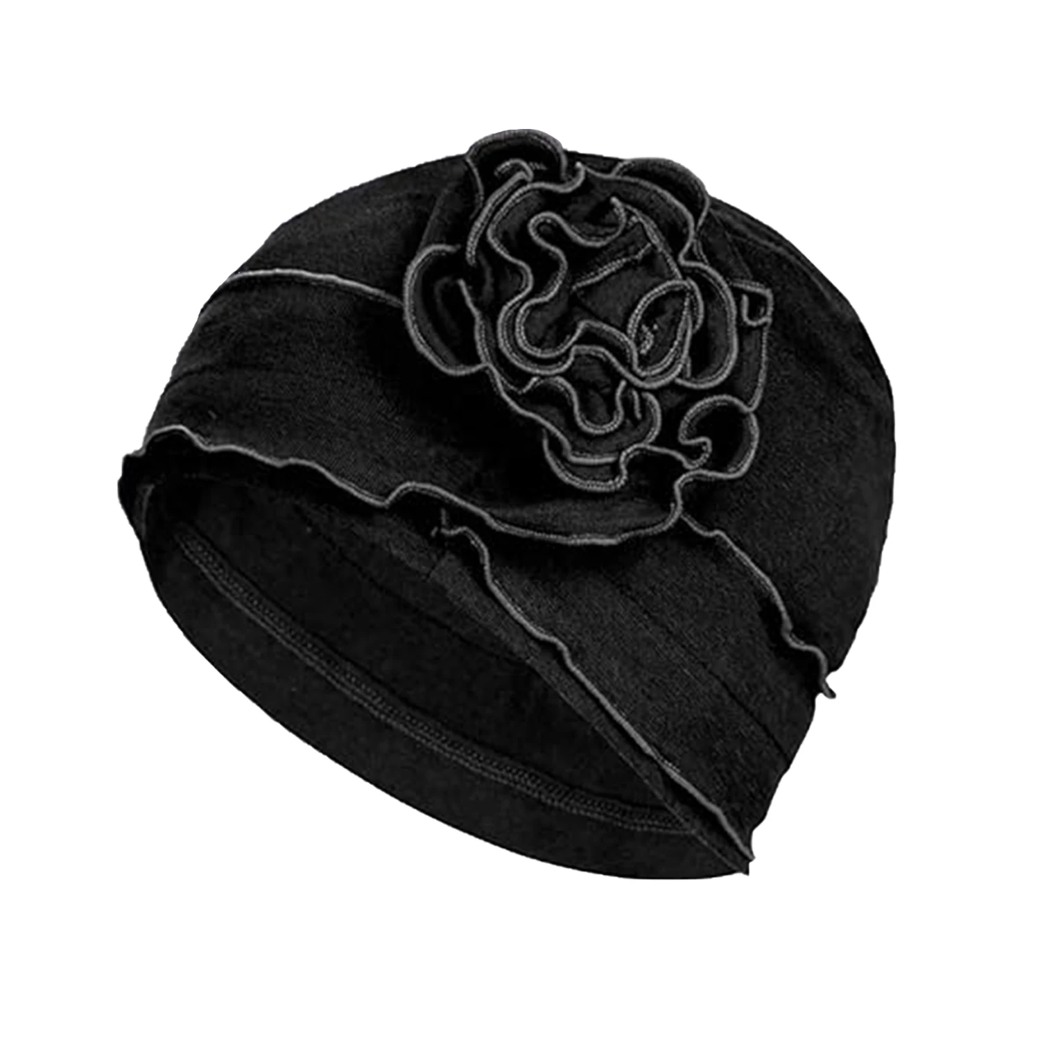 Women\'s Fashion Turbans New Solid Color Flower Flipped Headband Comfortable and Personalized Brimless Hat