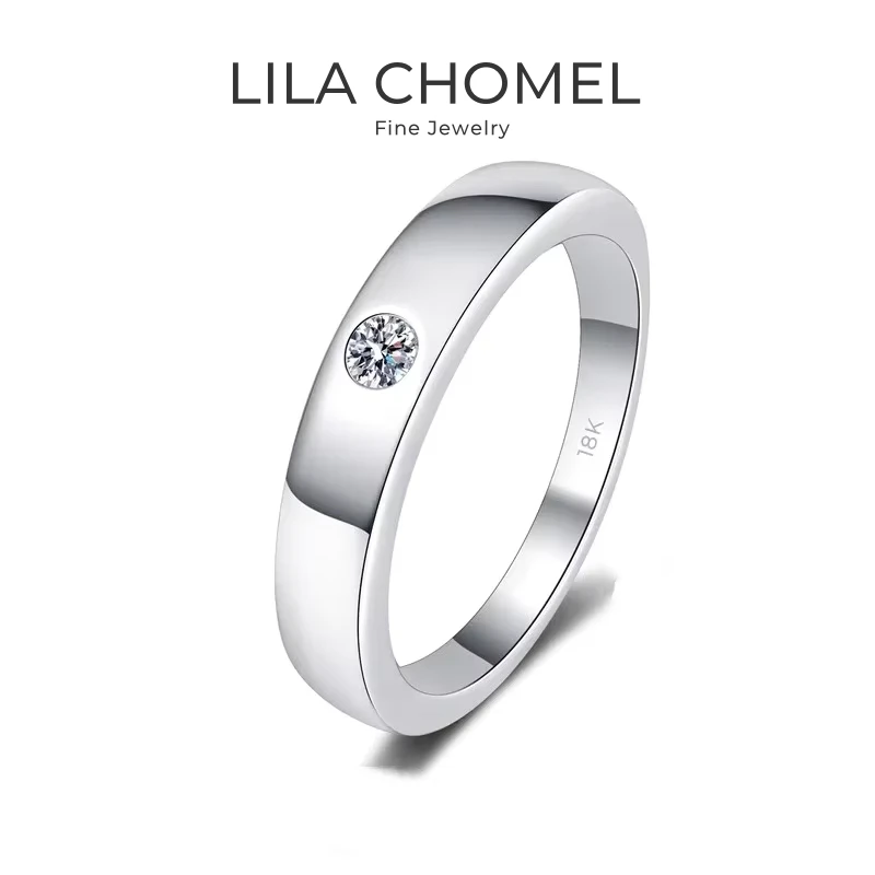 

LOVERS Engagement Women 18K White Gold Men Wedding Band 0.1CT Moissanite Diamond Birthday Gift PT950 Platinum Girl Valentine's