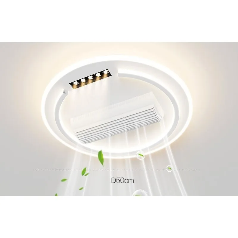 Luz de salón rectangular con ventilador sin aspas de voz inteligente