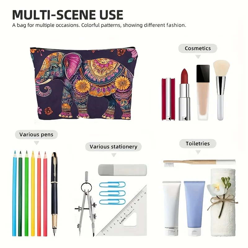 Elephant Cosmetic Travel Bags Zipper Cosmetic Bag Wash Pouch Pencil Case Organizer Bags Women Storage Bag for Friends Teachers
