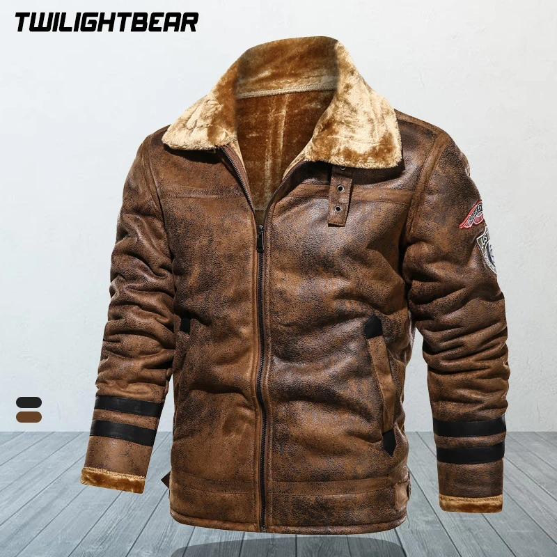 Winter Men's Jacket Fur Leather Suede Coat Male Retro Thicken Leather Motorcycle Jacket Men Biker Jacket Man AF819