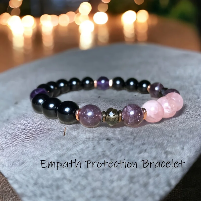 1pc/Empath Protection Bracelet, Black Tourmaline Bracelet, Rose Quartz Bracelet, Balance, Positive Transformation, Healing, Stre