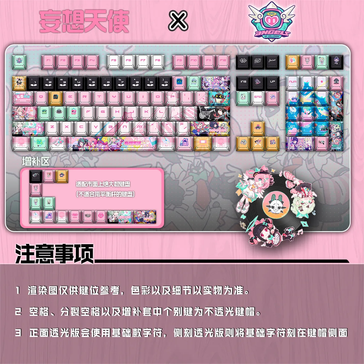 Zenless Zone Zero Keycaps 122 Keys Angels of Delusion Keycap Anime PBT DYE-Sub Cherry Profile for ANSI Made68 Mad68 Wooting60