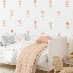 어린이 여아용 만화 식물 꽃 벽 스티커, 침실 보육 배경 화면, DIY 벽 데칼, 벽 아트, 홈 인테리어