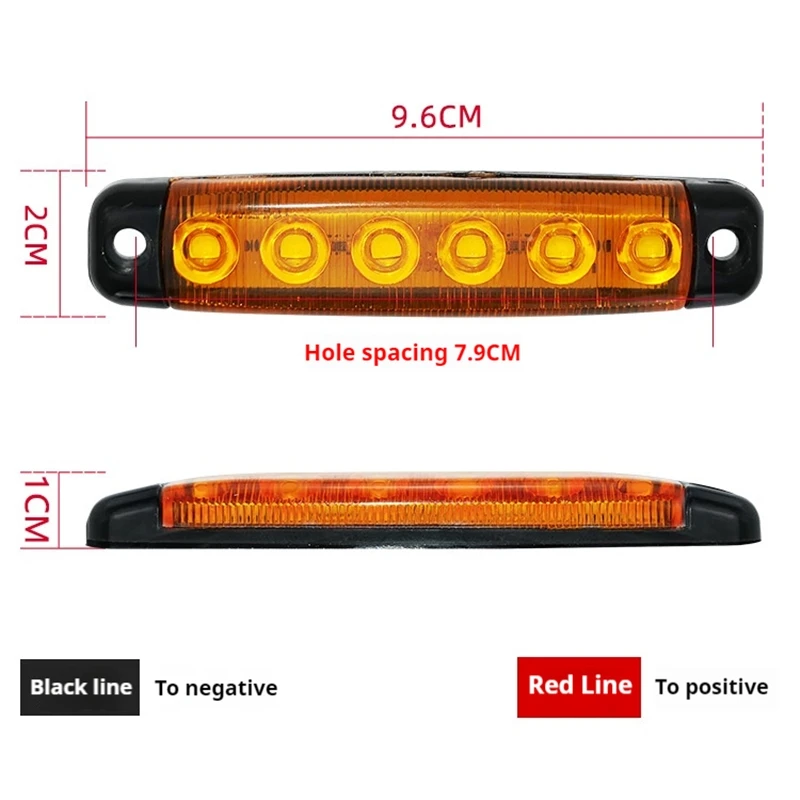 2PCS 12V/24V 6 Led Side Waterproof Marker Indicator Car Lights Front Rear for Trucks Cab RV Trailer image 4