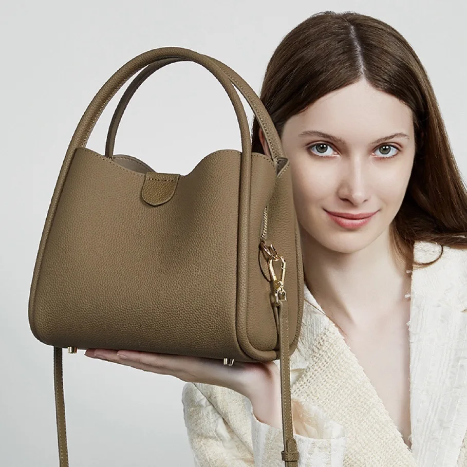 Zency 2025 Trendy Classic Women's Simple Luxury Bag Fashion Shoulder Bags Crossbody Top-handle Designer Handbag Genuine Leather