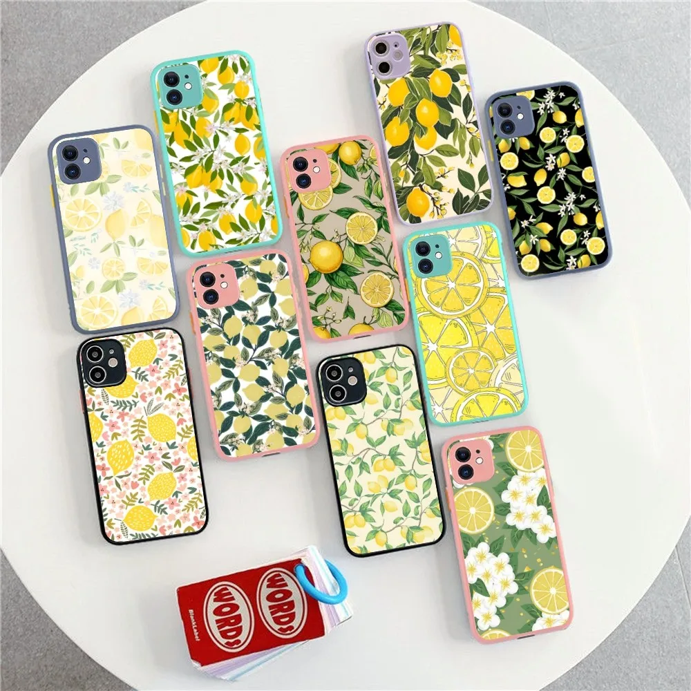 

Fruit Lemon Phone Case For IPhone 14 X XR XS 7 8 Plus 11 12 13 Pro MAX 13mini Matte Shockproof Case