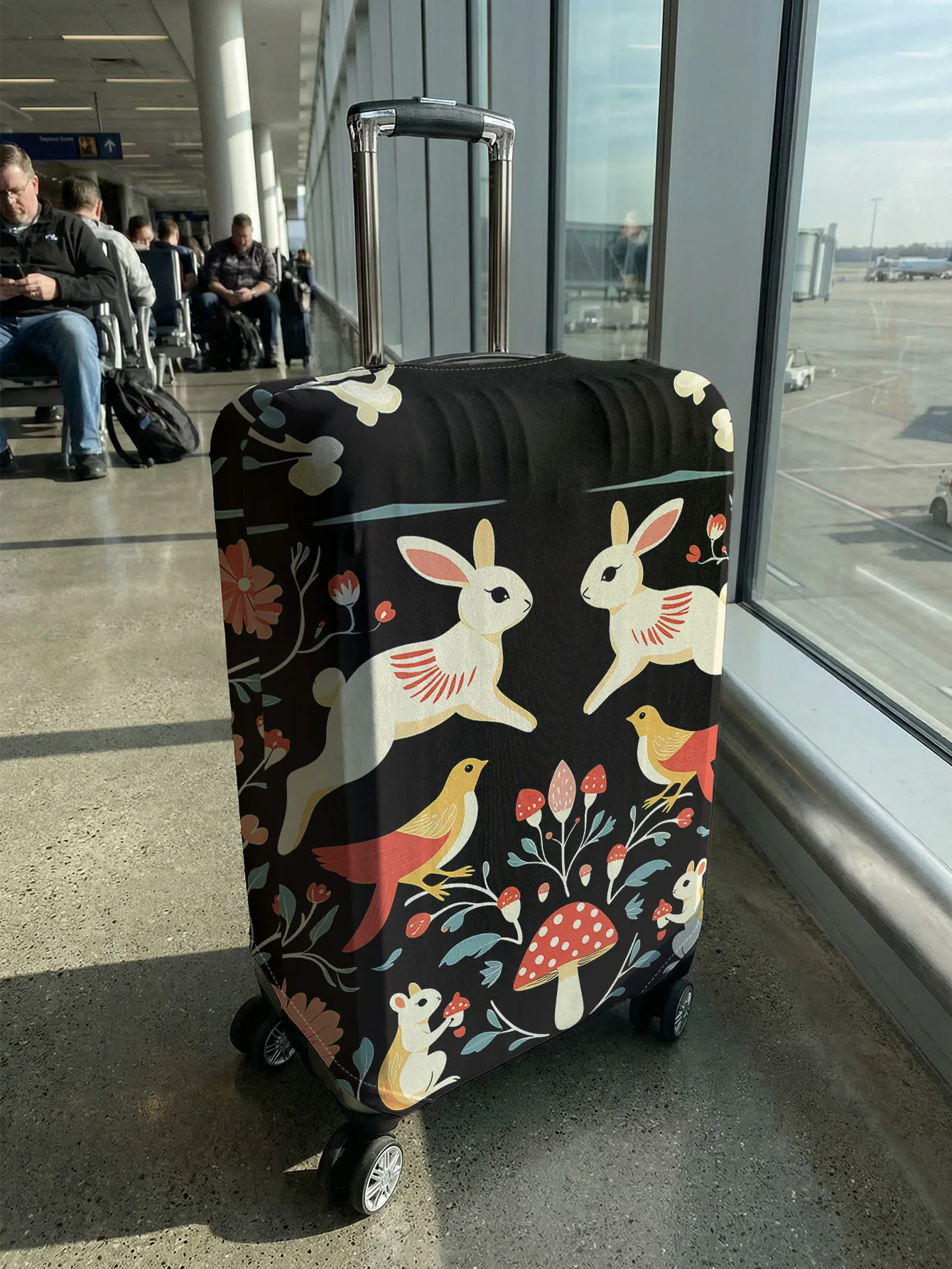 Mushroom animal pattern luggage protection cover, suitable for 18-32 inch luggage covers, luggage handle gloves, travel accessor