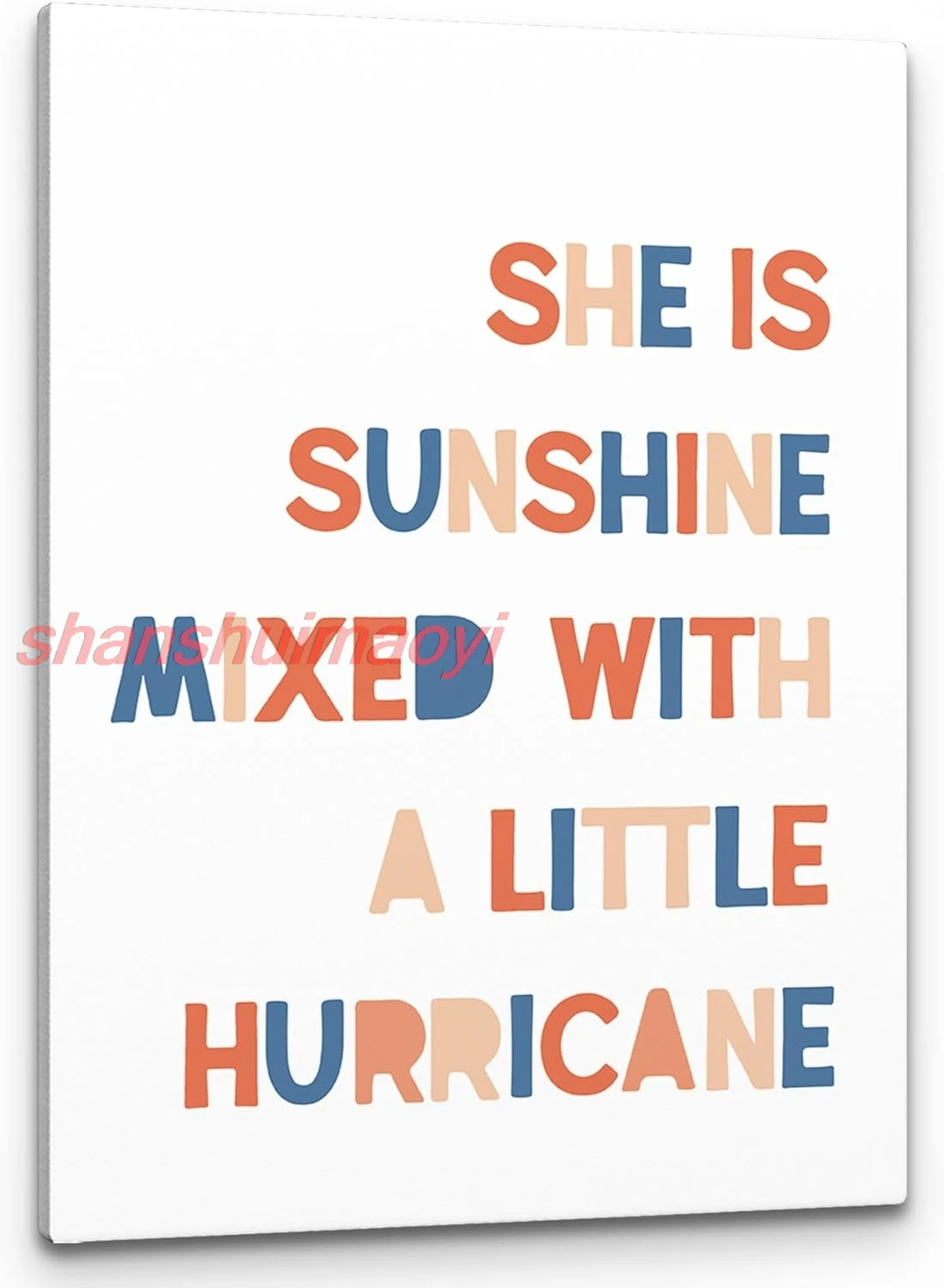 PHAMTE Girls Bedroom Wall Decor,She Is Sunshine Mixed With a Little Hurricane Girls Room Wall Art,Sunshine Print Framed Can sign