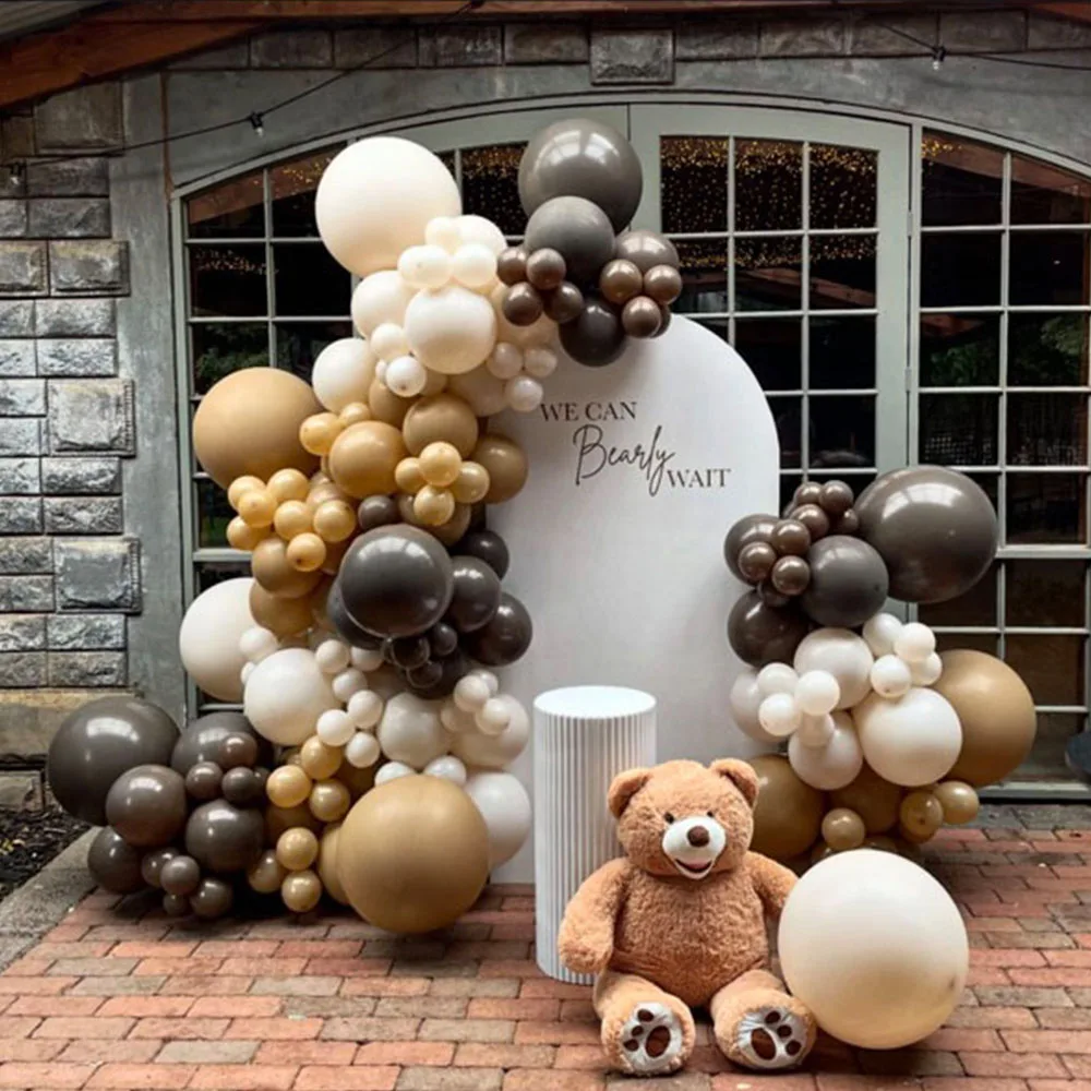 

128pcs Sand White Coffee Brown Balloon Garland Arch Kit Wedding Birthday Party Decor Kids Latex Balloon Globos Baby Shower Decor