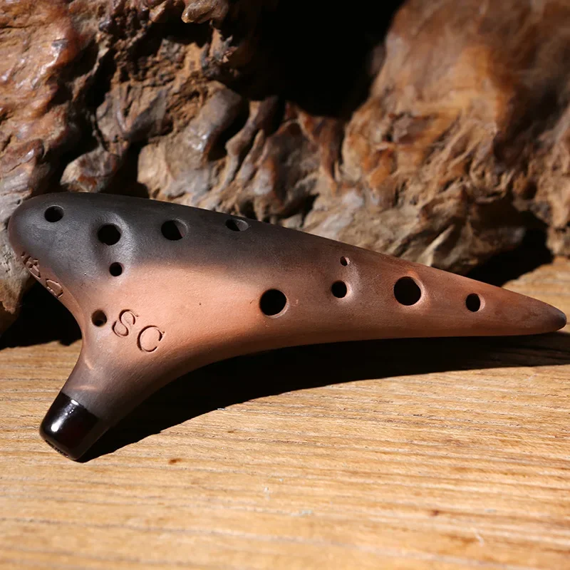 Ceramic Ocarina 12 Holes Purple Sand Smoked Ocarinas Xun Music Flute Professional Orff Instruments for Beginners Playing Gifts