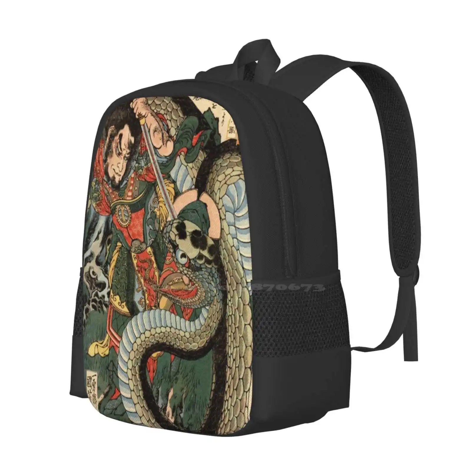 Ukiyo E Samurai And Snake By Utagawa Kuniyoshi Bag Backpack For Men Women Girls Teenage Utagawa Kuniyoshi Japanese Art Vintage