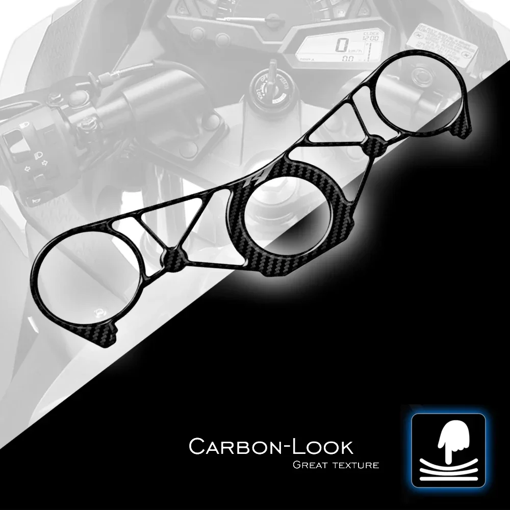 

3D Carbon-look Motorcycle Top Triple Clamp Yoke Sticker Console Steering bracket Sticker Case for R1 2009 2010 2011