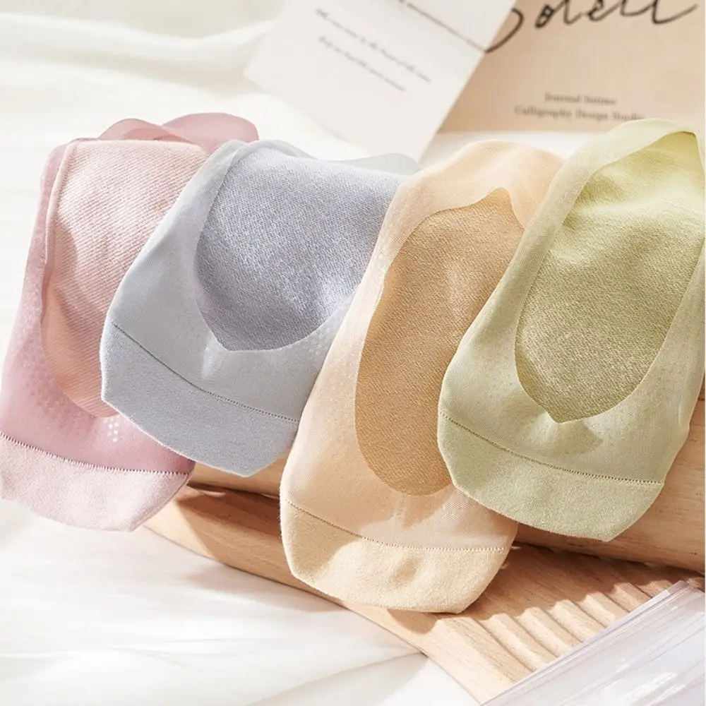 

3Pairs Fashion Mesh Invisible Boat Socks Thin Anti Slip Summer Socks Hosiery Sweat Absorption Ice Silk Boat Socks Women