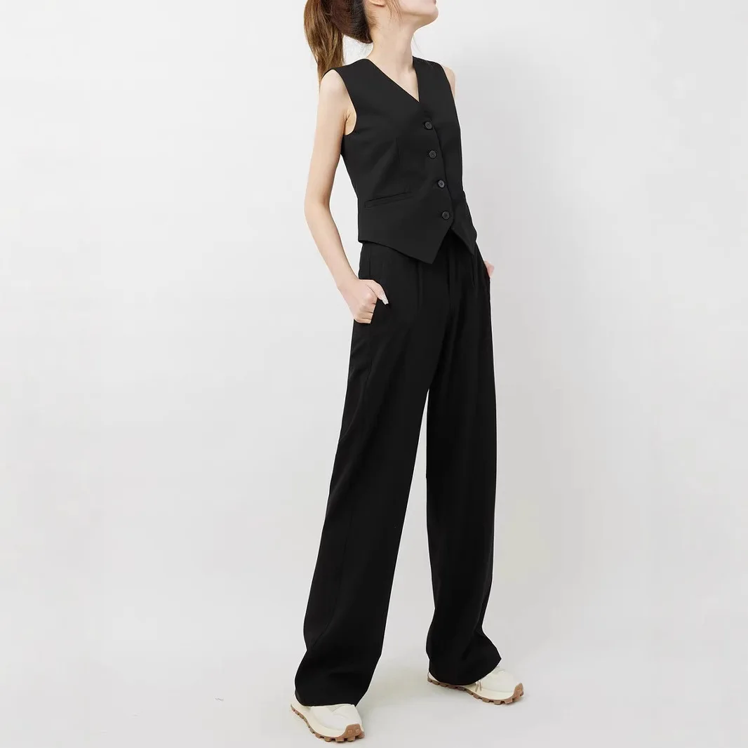 

Black Suit Vest Women's Style Tank Top Outerwear Spring New Layering Sleeveless Slim Fit Short Shoulder Pad Fashionable