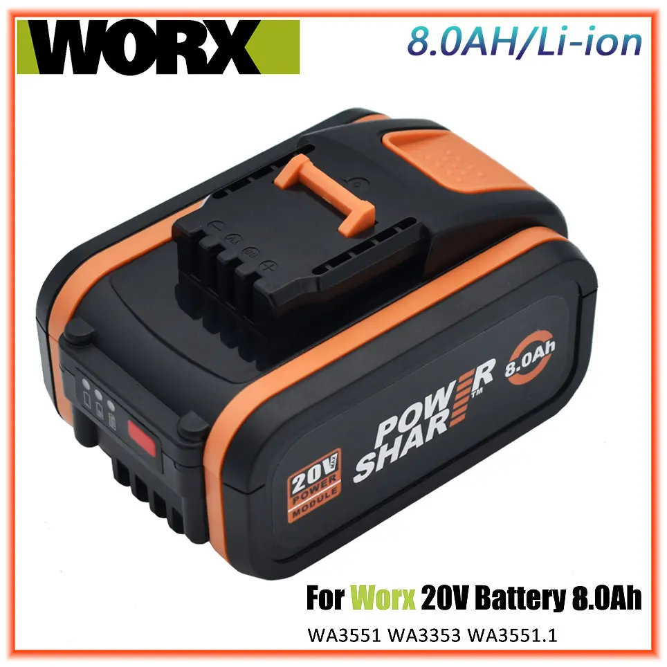 

100% Original Worx WA3553 20V 8.0Ah Battery Cordless Power Tool Spare Batteriies WA3572 WA3553 WX390 WA3551 WX176 WX178 Battery