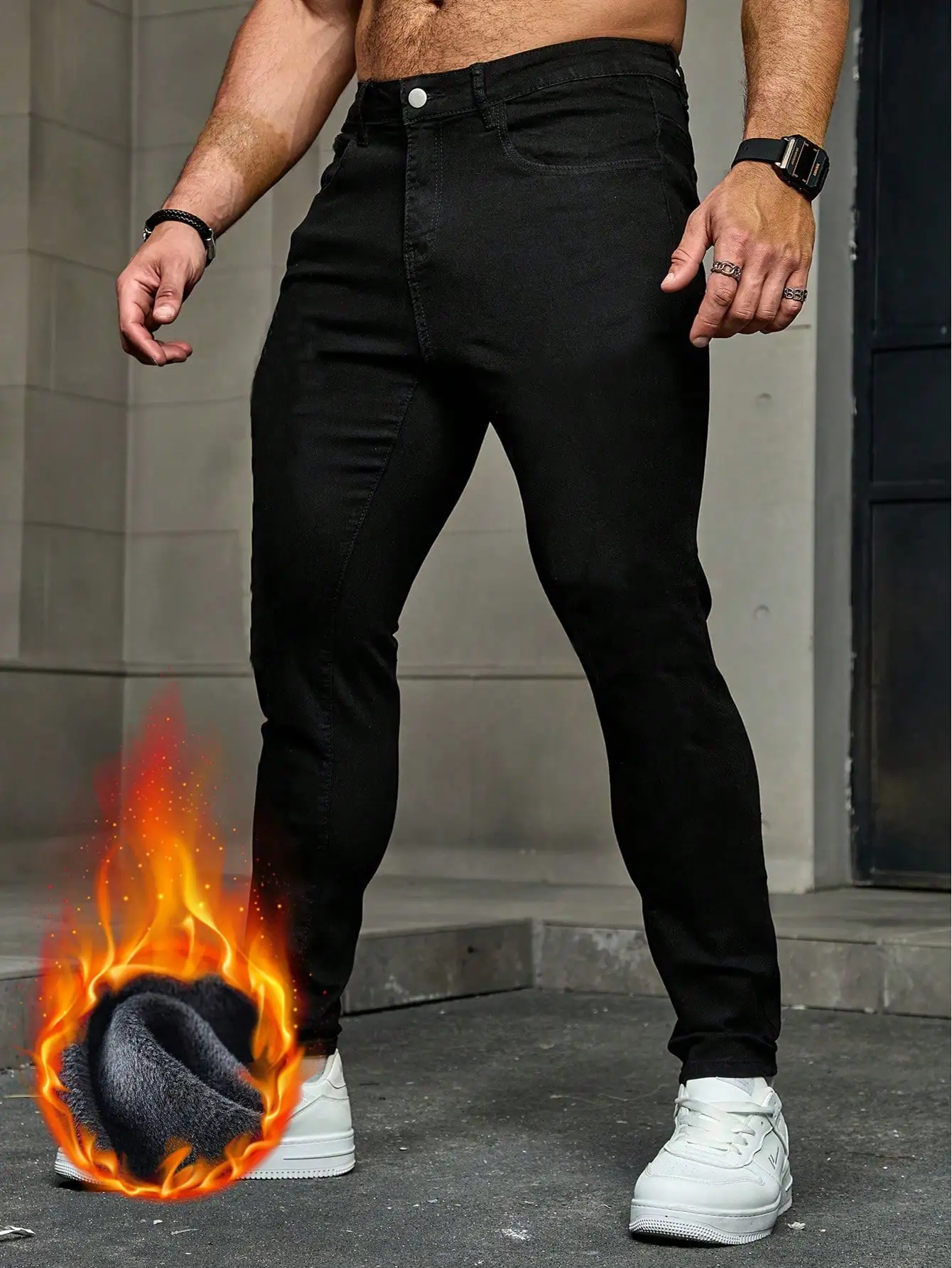 

Men's European Elastic Slimming Skinny Pants Comfortable Draped Versatile 4-Season Gift-Friendly Jeans