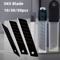 50pcs Alloy Steel Replace Utility Knife Blade 25mm/18mm/9mm Thick Black DIY Tool Carving Blade For Student Office Stationery