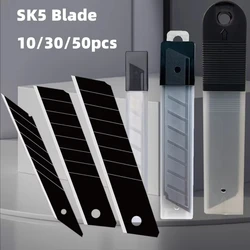 10/50pcs Alloy Steel Replace Utility Knife Blade 25mm/18mm/9mm Thick Black DIY Tool Carving Blade For Student Office Stationery