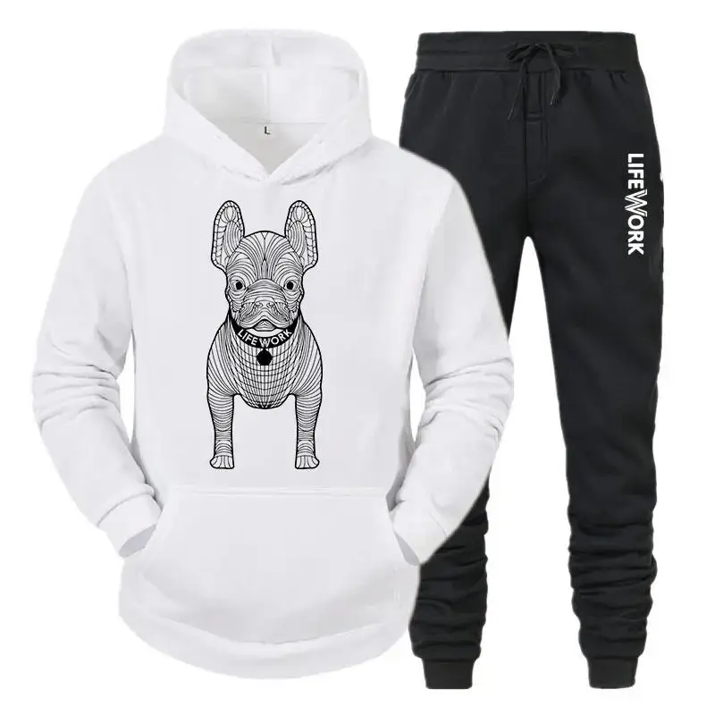 2024 Hot selling New Printed Zipper Hoodie+Pants 2-piece Set for Men's Fashion Fitness Sweatshirt Outdoor Sportswear