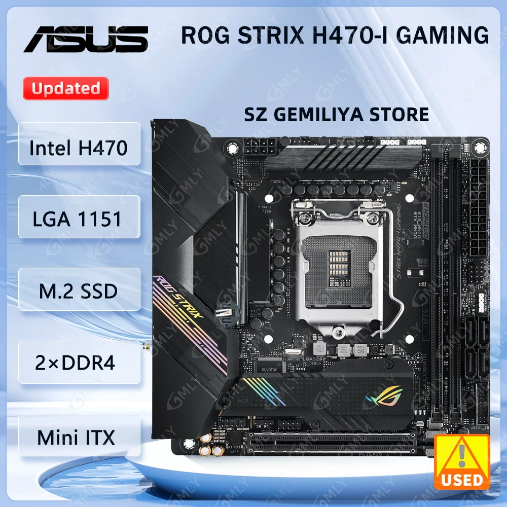 

Материнская плата ASUS ROG STRIX H470-I GAMING Mini ITX LGA 1200 Intel H470 DDR4 64 ГБ M.2 с поддержкой процессора Core i3-10105F Core i3-10305
