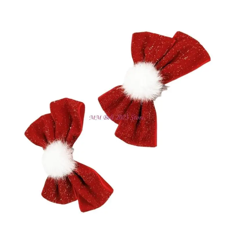 49ME Elegant Hairpin Sweet New Year Barrette Pompoms Bowknot 2000s Bunches