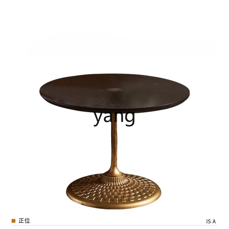 

LH oak medieval retro style round negotiation table household round few iron edge few