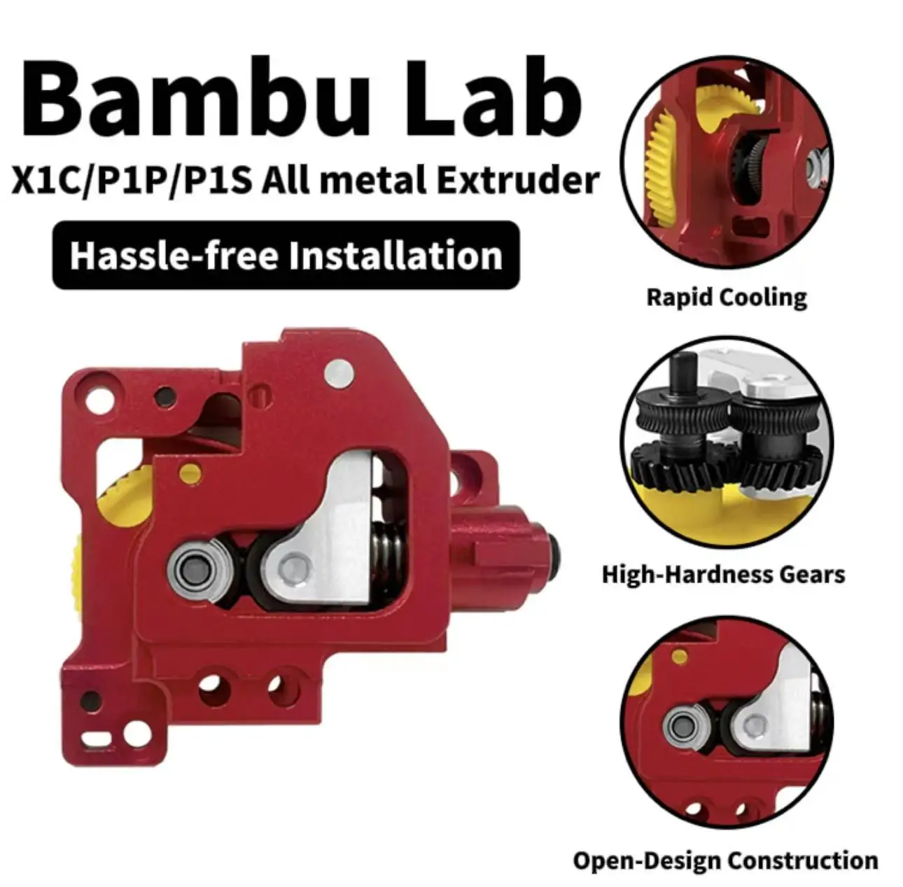 Bambu Lab Hotend Extruder All Metal Extruder Rapid Cooling Design for X1C/P1S/P1P Original 3D Printer