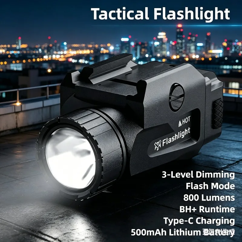 

Portable 800 Lumen Scout LED Lamp Strobe Mode USB Recharge Fast Release Fit Weaver Rail Outdoor Tactical Sport Gear