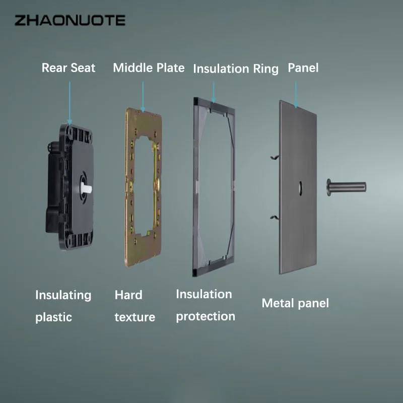 Gray Stainless Steel Panel 1-4 Gang 2 Way Toggle Switch Metal Texture Personality Retro Switch for Home Improvement
