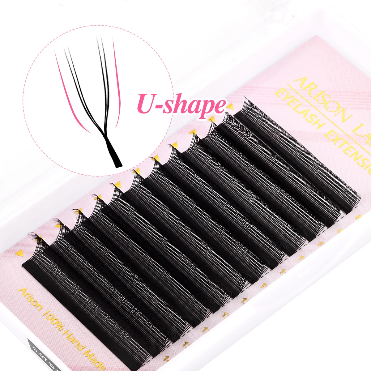 ARISON-pestañas YY en forma de U, extensión de pestañas de doble punta, ventiladores de volumen prefabricados 2D-Y, pestañas postizas, pestañas de visón ultra suaves con luz de plumas