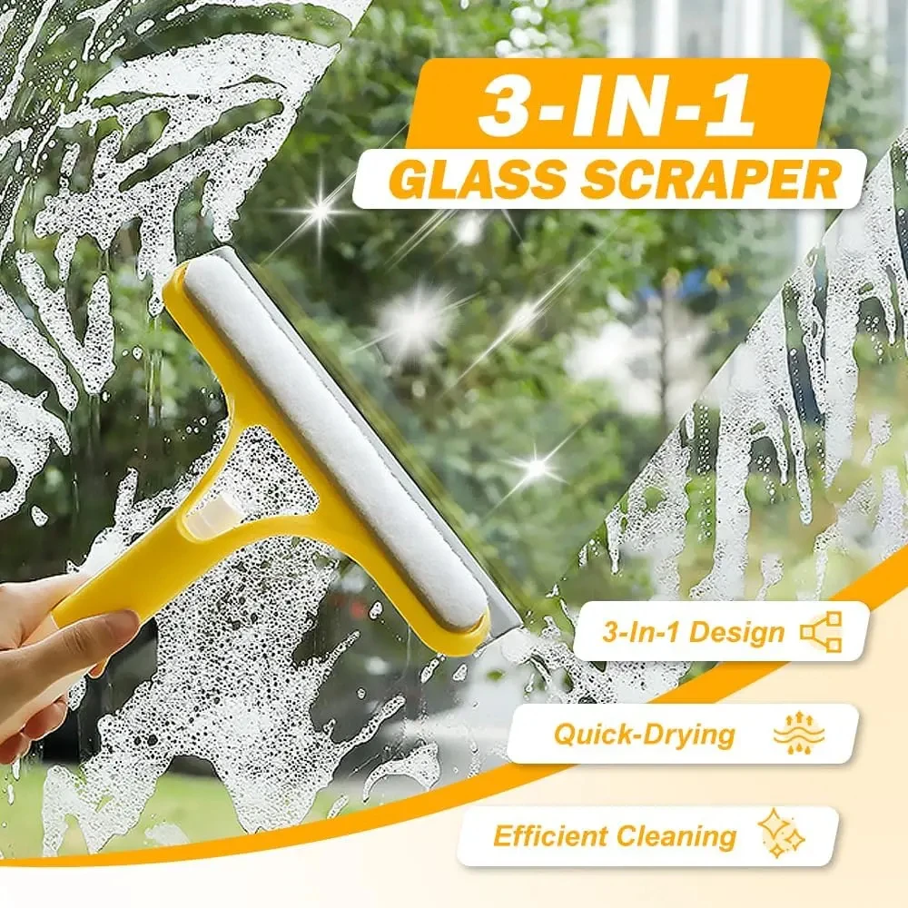 Simplify everyday glass cleaning with a 3-in-1 spray window cleaner featuring spray, scrub, and squeegee functions. Ideal for mirrors, shower screens, and car windows.