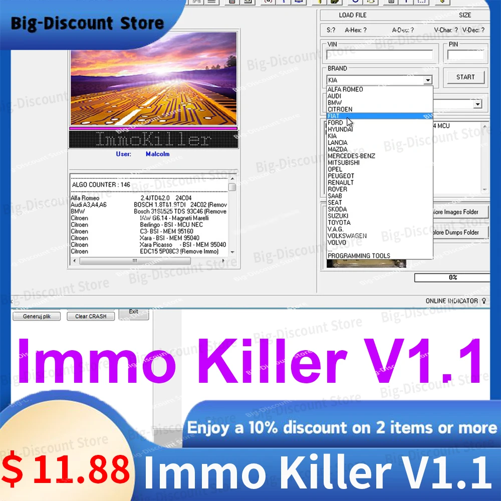 ECU Programmer Tool Newest  IMMO Off Software v1.1 Immo Killer for Car Repairing Passing Virigining the Immobilizer