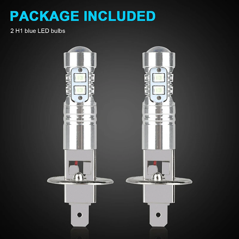 2Pcs H1 LED Auto Headlight Bulbs 8000K 100W Ice Blue Super Bright Car Fog Lights