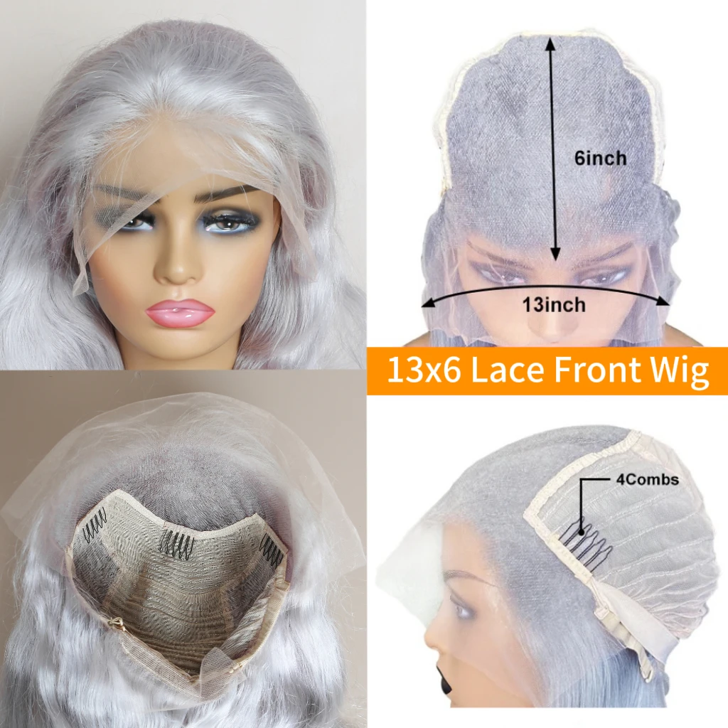 Silver Grey Bob Wig 13x6 Lace Front Human Hair Wigs For Women Transparent Lace Frontal Wig Brazilian Bob Hair Wigs Pre Plucked image 6