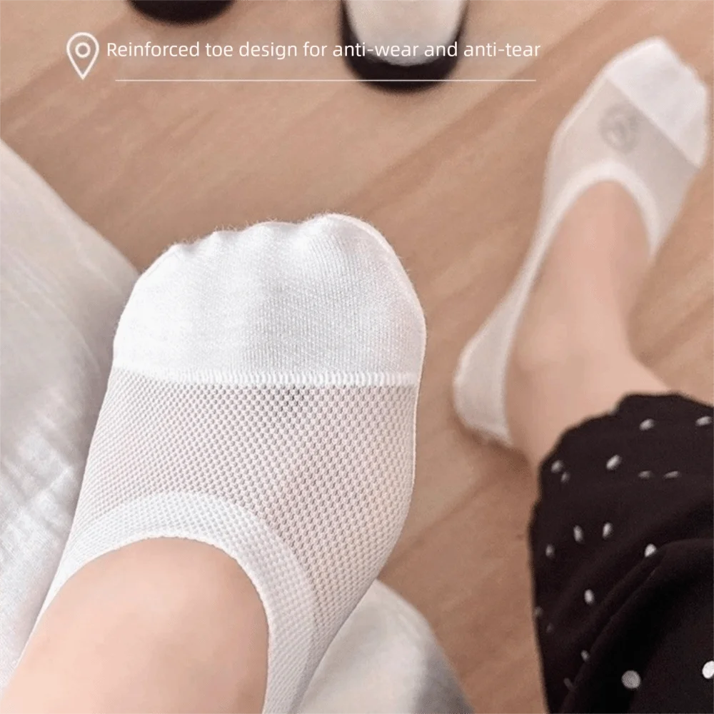 Mesh Bottom Invisible Socks Ultra-Thin Sweat Absorption Women Ankle Socks Odor-Resistant Solid Color Boat Socks Sports