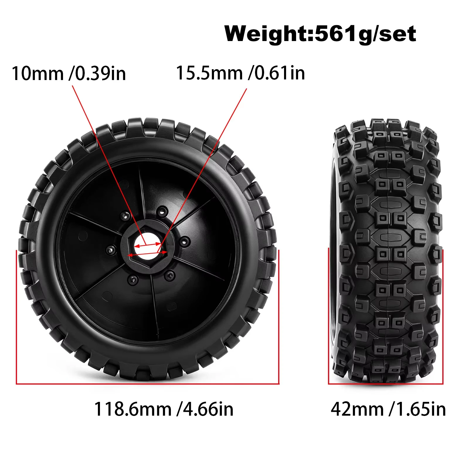 4pcs 118*42mm RC Off-Road Buggy Wheels Tire for 1/8 ARRMA Typhon 3S/6S BLX Traxxas Jato Kyosho HPI HSP RC Car Upgrade Parts