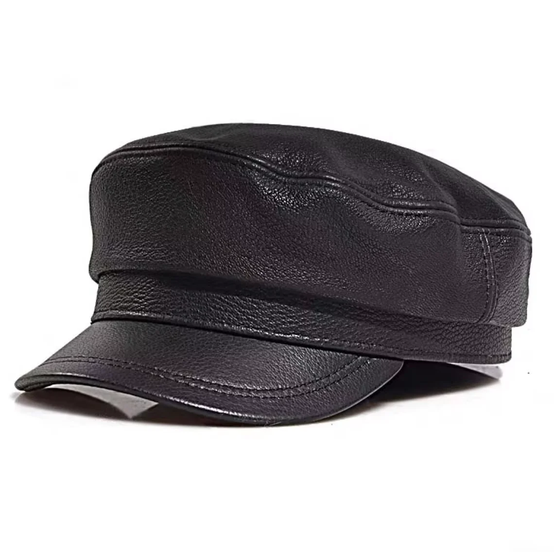 2025 Winter Men/Women Genuine Leather Army Hats Unisex  Streetwear Fitted Black Caps With Outdoor Gorro Military Cap