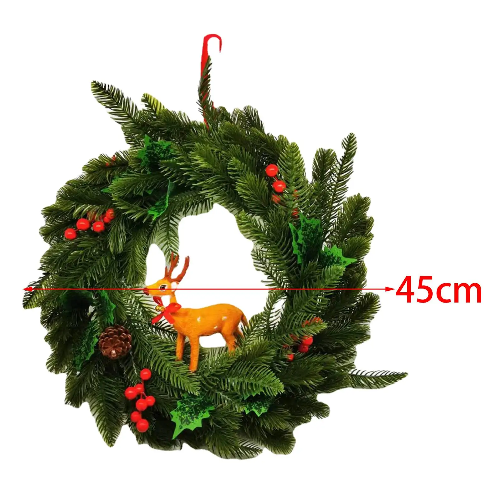 إكليل عيد الميلاد أوراق خضراء أكاليل 17.7 بوصة معلقة على الحائط لحفلة رأس السنة الجديدة #6