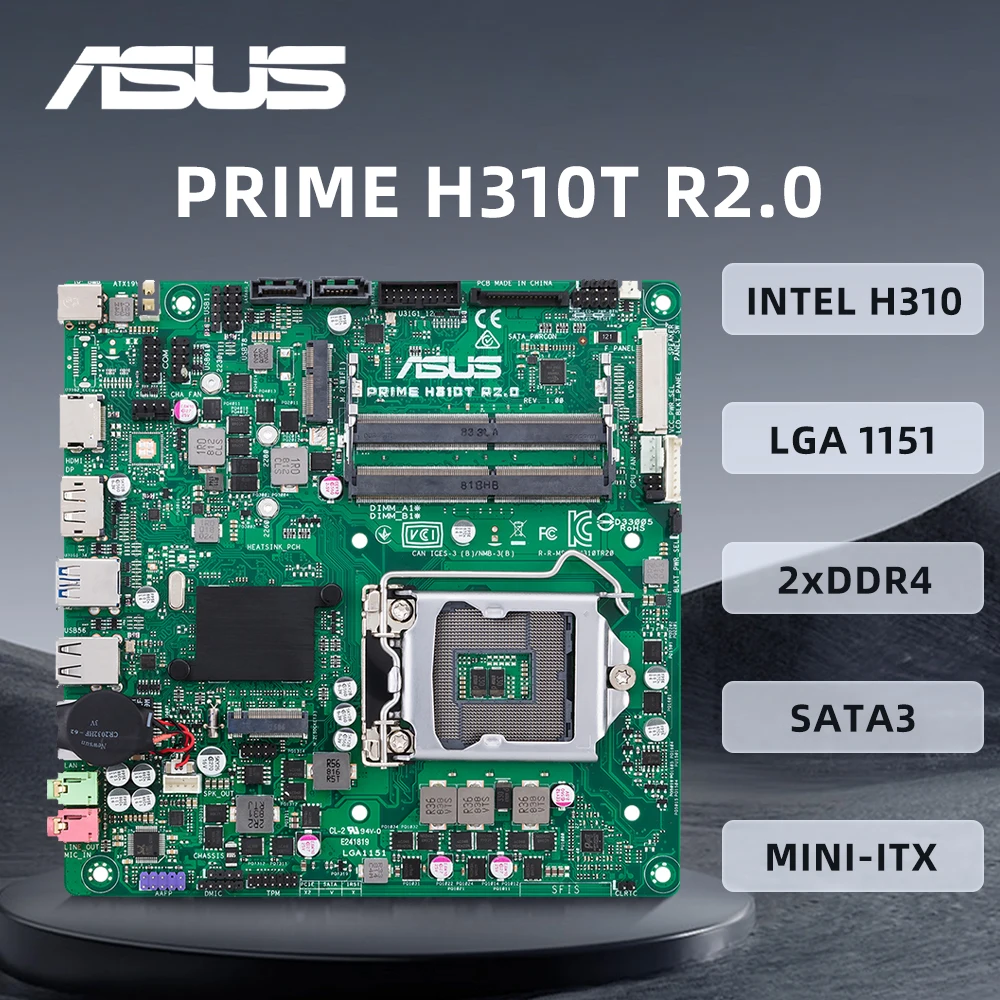 

ASUS PRIME H310T R2.0 Motherboard Support i5-9400F i5-9600K i7-8700K i9-9900KF CPU DDR4 2666MHz LGA 1151 HDMI Mini-ITX Mainboard