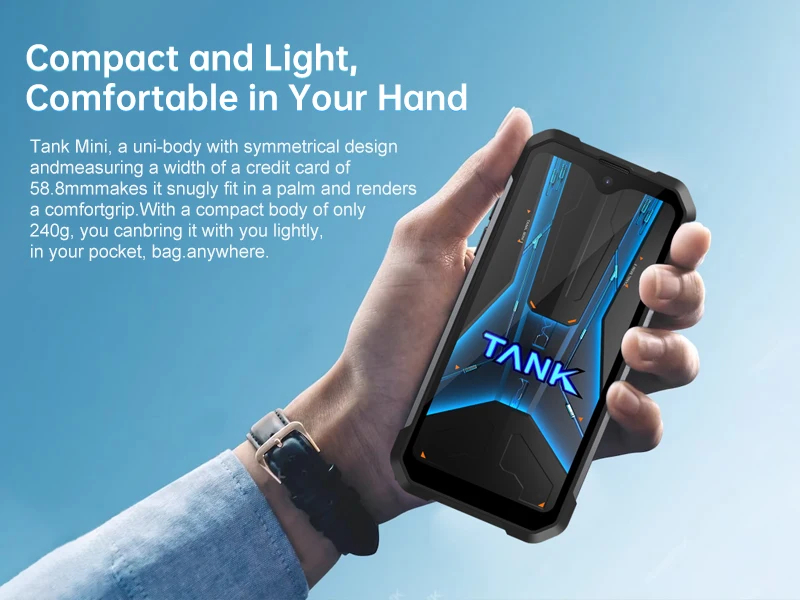Unihertz 8849 Tank Mini1 Rugged Mini Phone 4.3" Display Android 13, Helio G99 Octa Core, 16GB 256GB, 100MP Cameras, 5800mAh,IP68