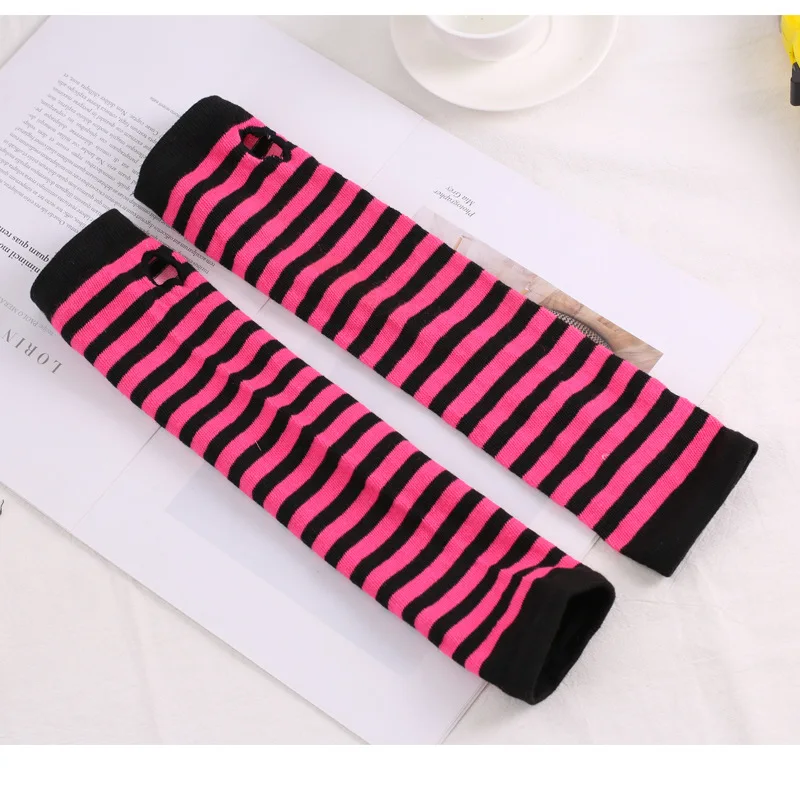 Winter Knitted Arm Warmer Thumb Hole Stretchy Gloves Women Long Fingerless Gloves