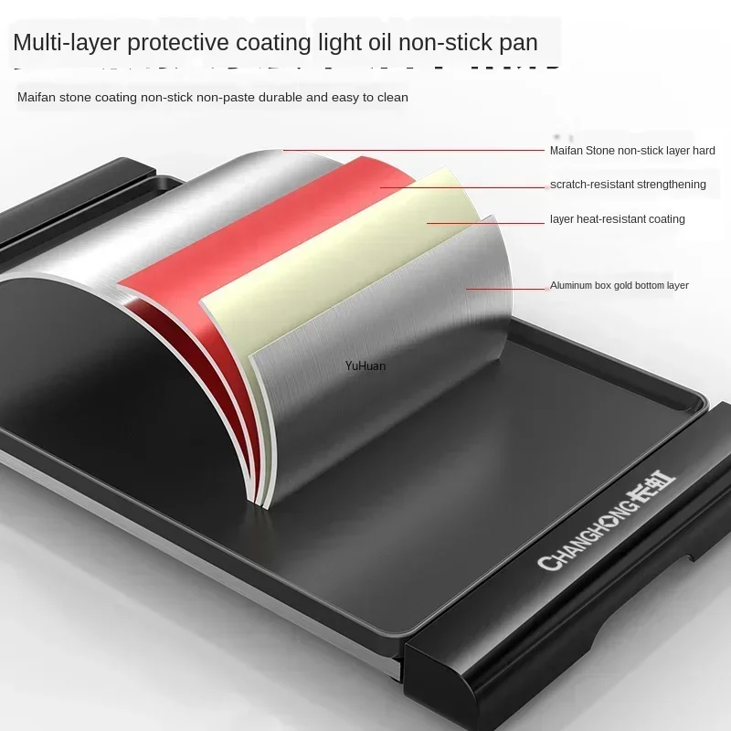 مقلاة شواء كهربائية كبيرة بدون دخاني ، غير لاصقة ، الشواء ، المنزلية