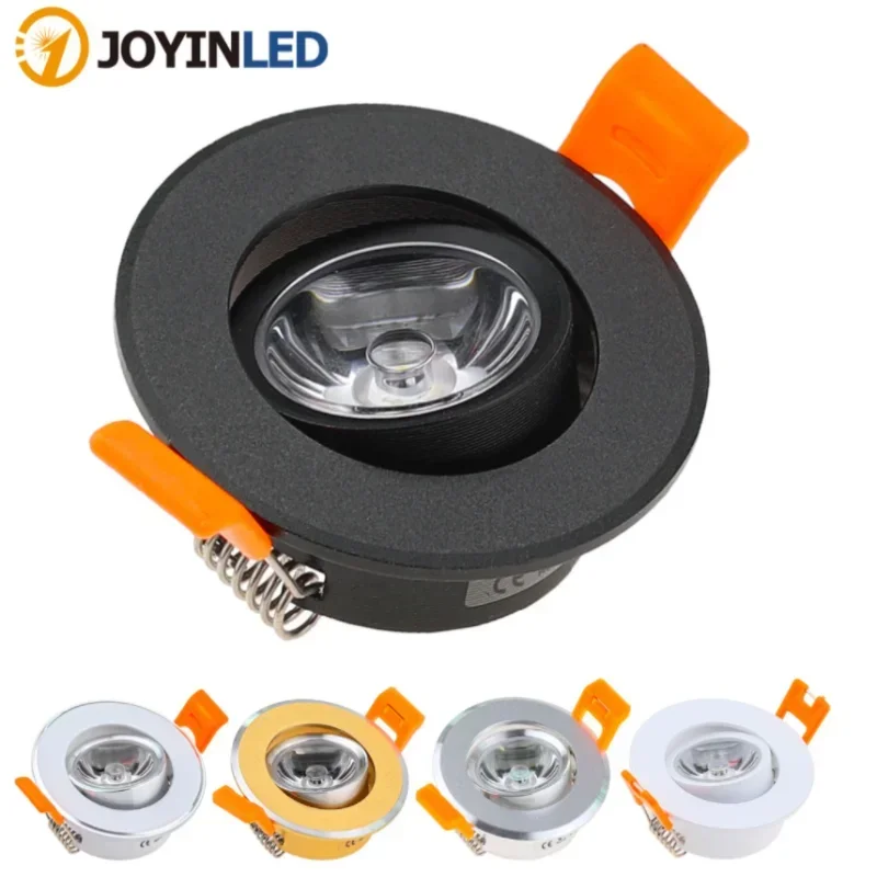 JOYINLED Pack of 6 3W Dimmable LED Downlights, Aluminum Recessed Ceiling Spot Lights with Driver for 50mm Hole, AC90-260V/DC12V
