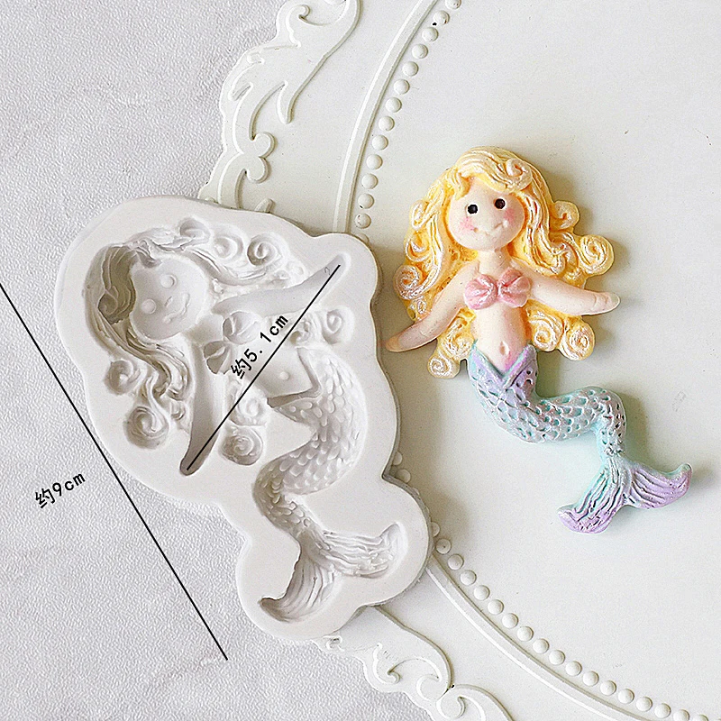 Mirosie Baking Fondant Cake Mold Ocean Series Mermaid Sleeping Beauty Seaweed Fishtail Silicone Molds Baking Accessories