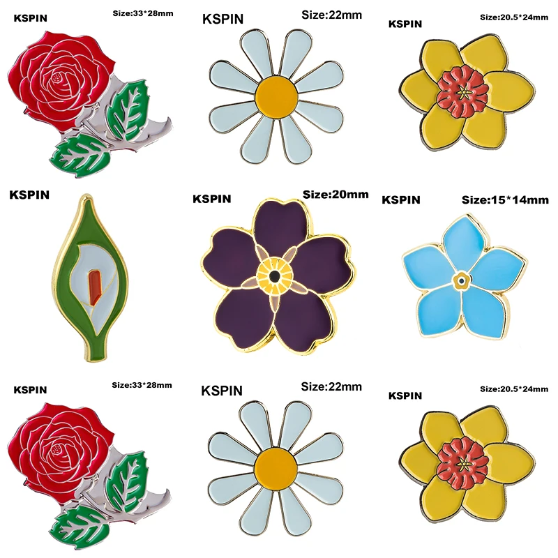 Rose White Daisy Daffodil Forgive me Not Ireland Lily Lapel Pin Flag badge Brooch Pins Badges